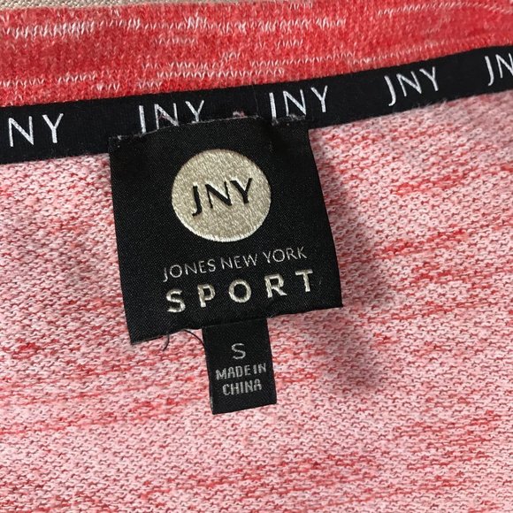 JNY Sport Jones New York Women's Size Small Orange White Knit Pullover Sweater - Picture 7 of 10